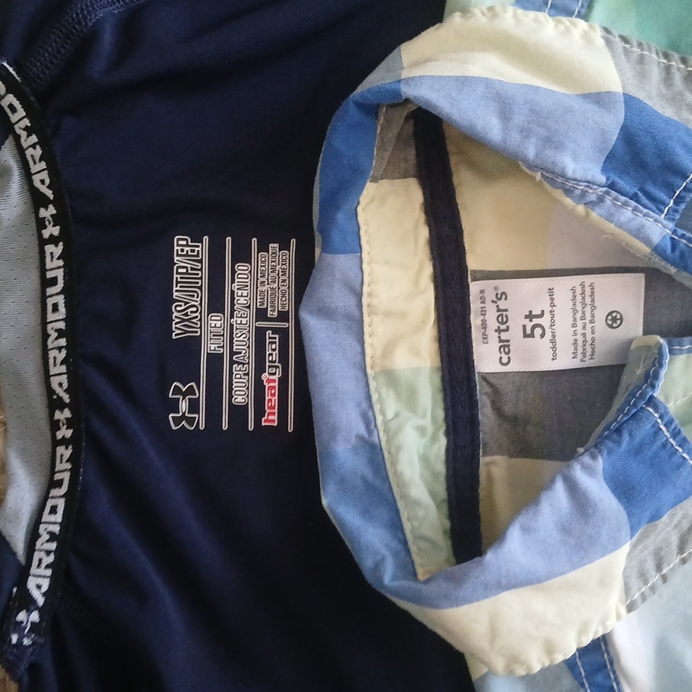 Carter's & Under Armor Boys Size 5T/YXS Plaid & Blue Shirts - Picture 3 of 8
